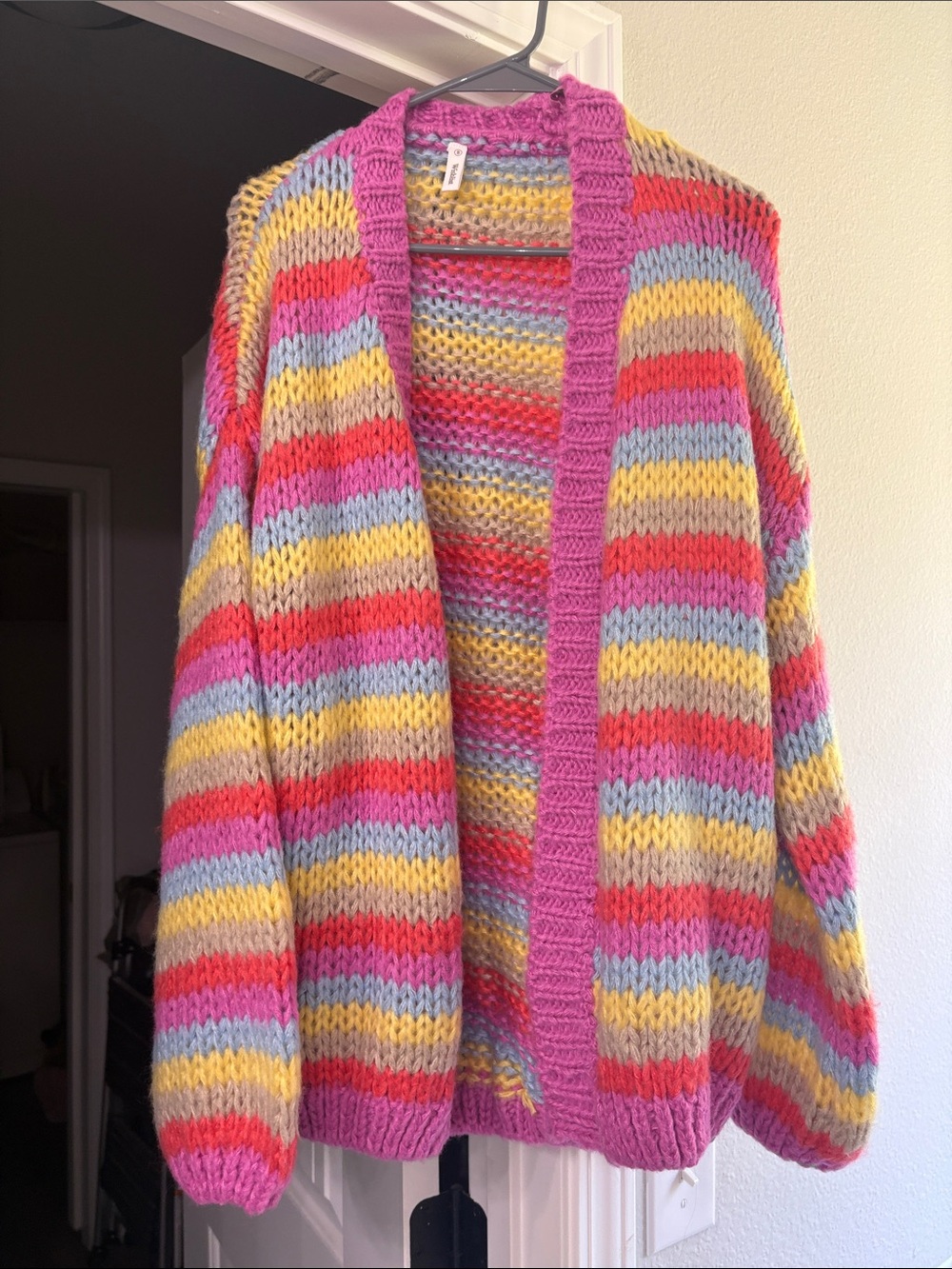 Wishlist Multicolor Striped Open-Front Cardigan - Pink Accent